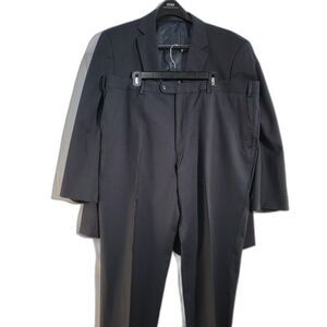 2 Piece Outfit Set Petrocelli Gray 100% Wool Pant Suit Pinstripe Sz 46S -FLAWED